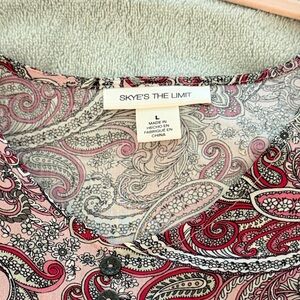 Skye's the Limit Pink and Red Paisley Button-Front Top